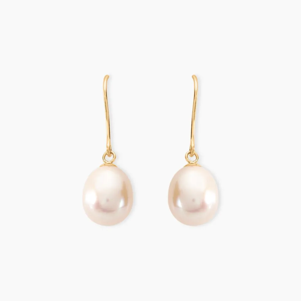 Boucles D'oreilles Pendantes Baroque Or Jaune Perle De Culture