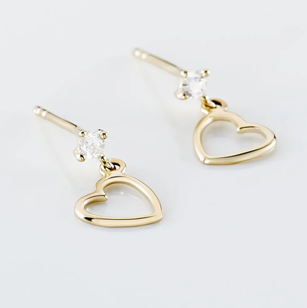 Boucles D'oreilles Pendantes Euria Cœur Or Jaune