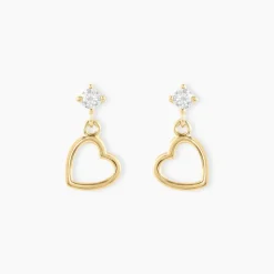 Boucles D'oreilles Pendantes Euria Cœur Or Jaune