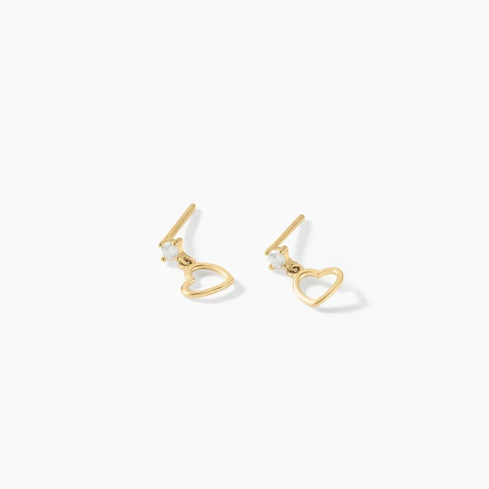 Boucles D'oreilles Pendantes Euria Cœur Or Jaune
