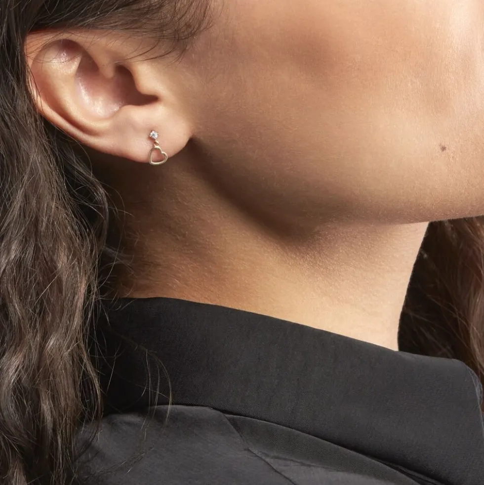 Boucles D'oreilles Pendantes Euria Cœur Or Jaune