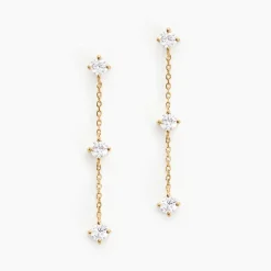 Boucles D'oreilles Pendantes Ethere Or Jaune Oxyde De Zirconium