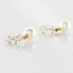 Boucles D'oreilles Pendantes Taiss Or Jaune Perle De Culture
