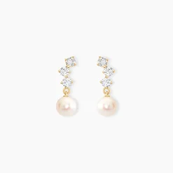 Boucles D'oreilles Pendantes Taiss Or Jaune Perle De Culture