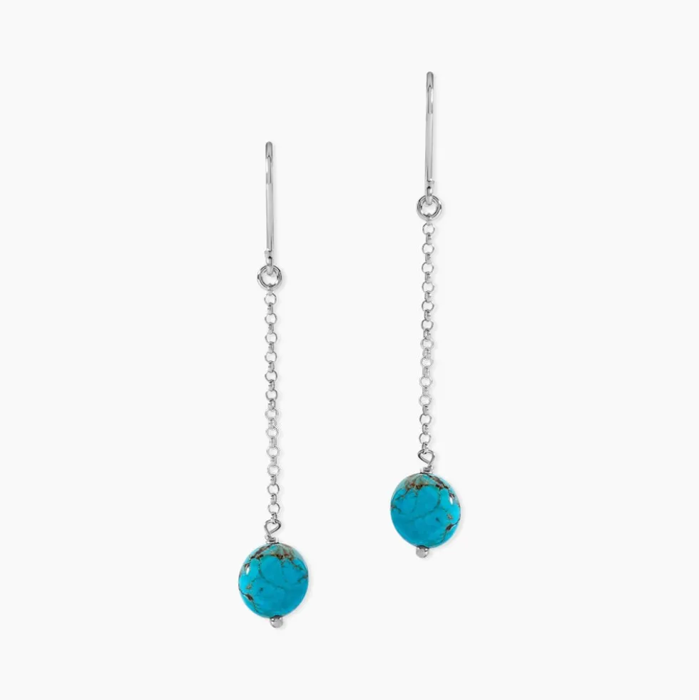 Boucles D'oreilles Pendantes Graziana Argent Blanc Turquoise