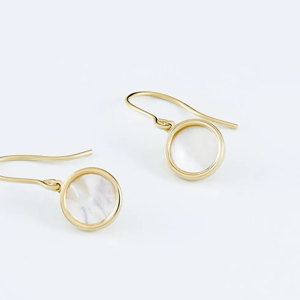 Boucles D'oreilles Pendantes Joana Or Jaune Nacre