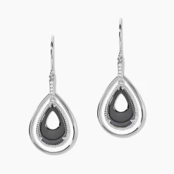 Boucles D'oreilles Pendantes Brewen Argent Blanc Céramique Et Oxyde