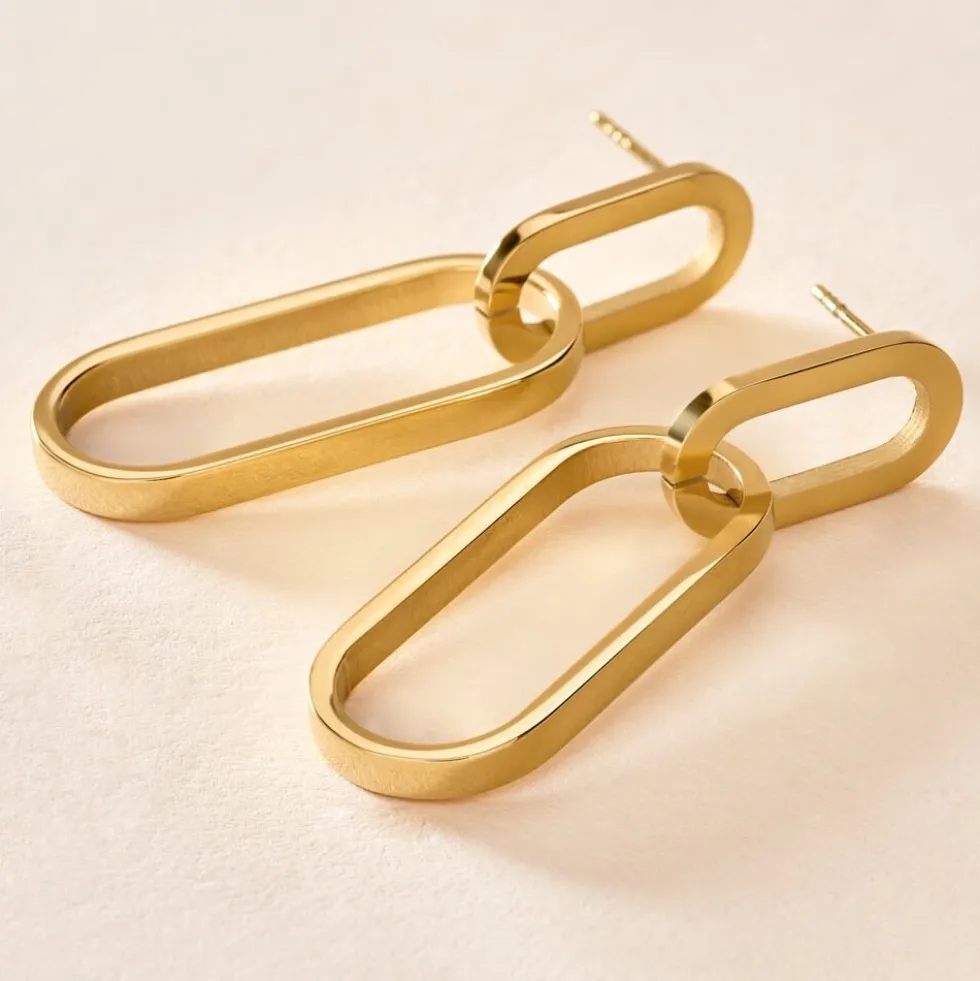Boucles D'oreilles Pendantes Manille Acier Jaune