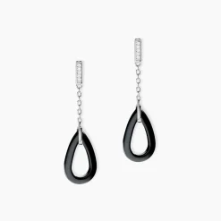 Boucles D'oreilles Pendantes Amaris Argent Blanc Céramique Et Oxyde