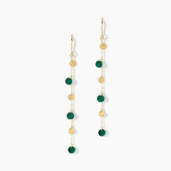 Boucles D'Oreilles Pendantes Epurea Or Jaune Malachite