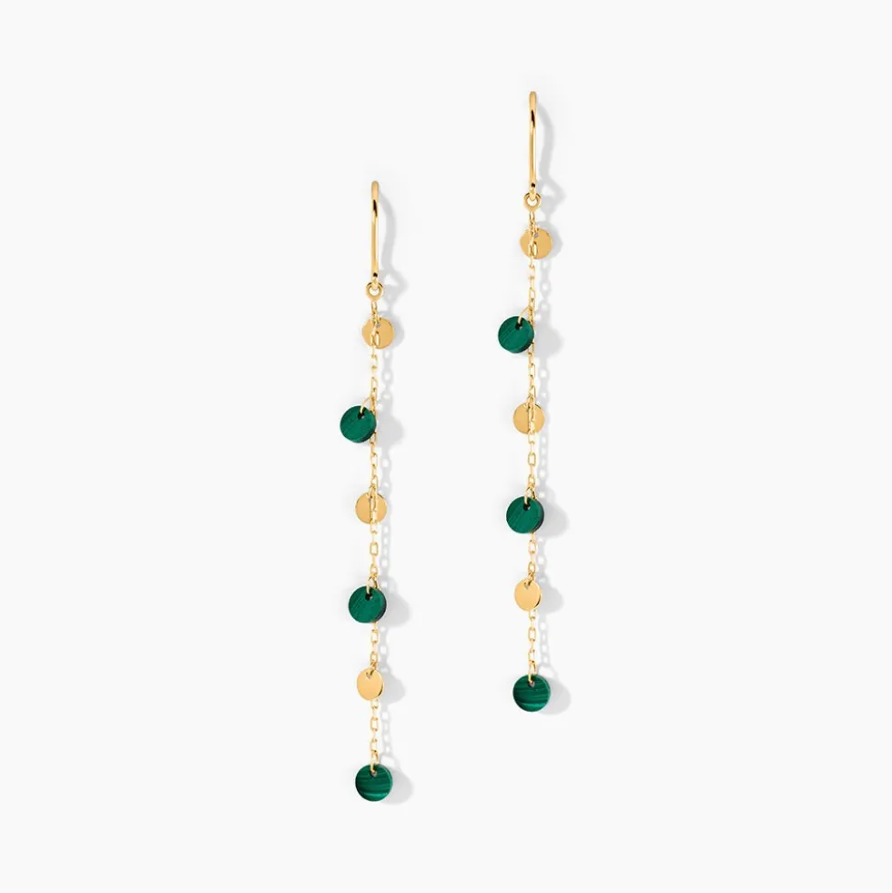 Boucles D'Oreilles Pendantes Epurea Or Jaune Malachite
