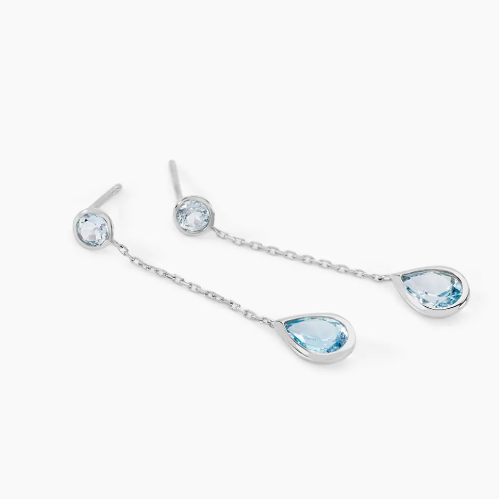 Boucles D'oreilles Pendantes Brenda Or Blanc Topaze