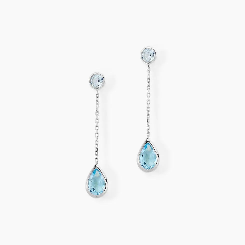 Boucles D'oreilles Pendantes Brenda Or Blanc Topaze