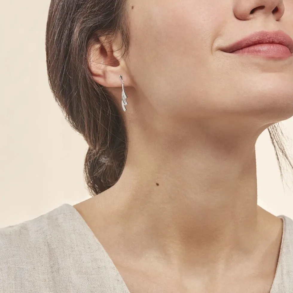 Boucles D'oreilles Pendantes Ainhoa Or Blanc Diamant