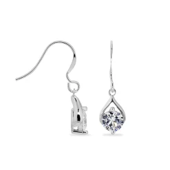 Boucles D'oreilles Pendantes Guenovera Argent Blanc Oxyde De Zirconium