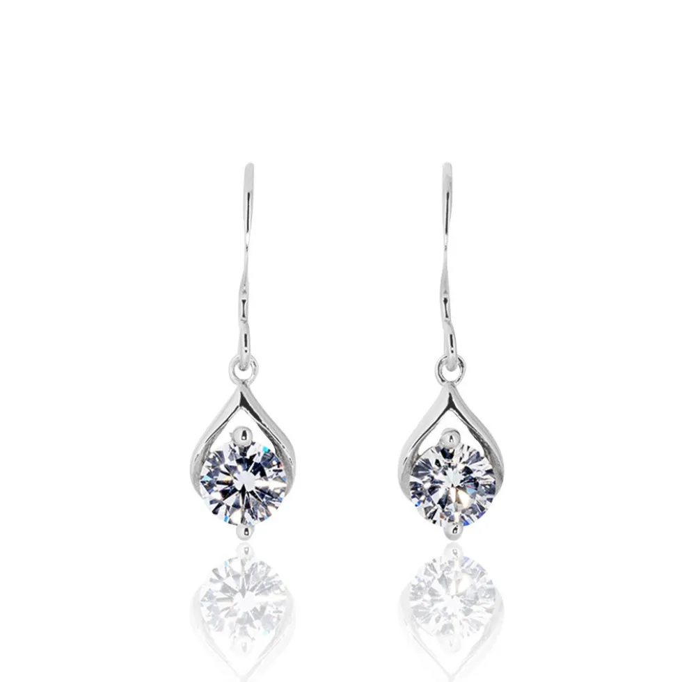 Boucles D'oreilles Pendantes Guenovera Argent Blanc Oxyde De Zirconium