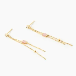 Boucles D'oreilles Pendantes Reflets Pop Or Jaune Rhodochrosite