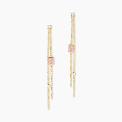 Boucles D'oreilles Pendantes Reflets Pop Or Jaune Rhodochrosite