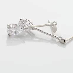 Boucles D'oreilles Pendantes Goutte Or Blanc Oxyde De Zirconium