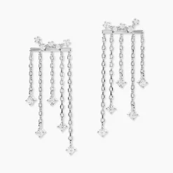 Boucles D'oreilles Pendantes Marsala Argent Blanc Oxyde De Zirconium