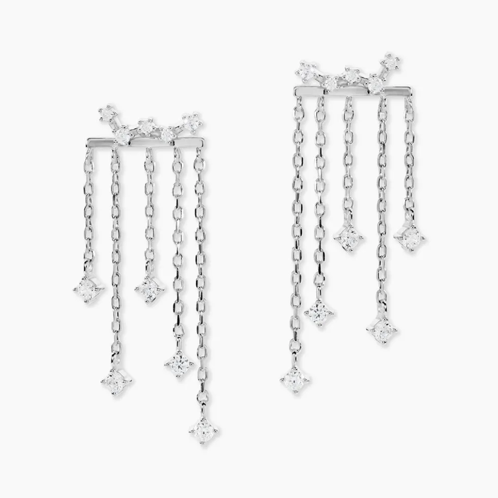 Boucles D'oreilles Pendantes Marsala Argent Blanc Oxyde De Zirconium