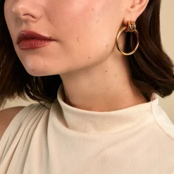 Boucles D'Oreilles Pendantes Cherish Acier Jaune