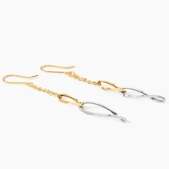Boucles D'oreilles Pendantes Benedicte Or Bicolore
