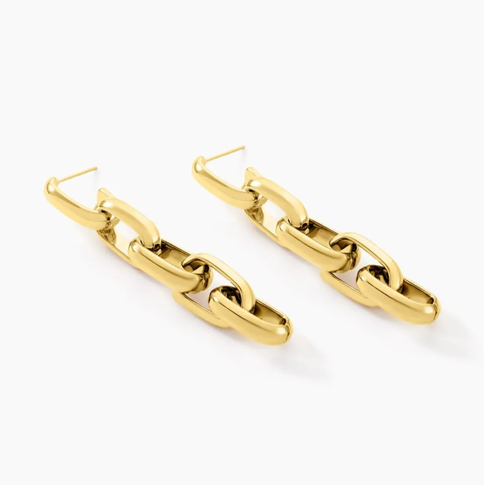 Boucles D'oreilles Pendantes Auray Acier Jaune