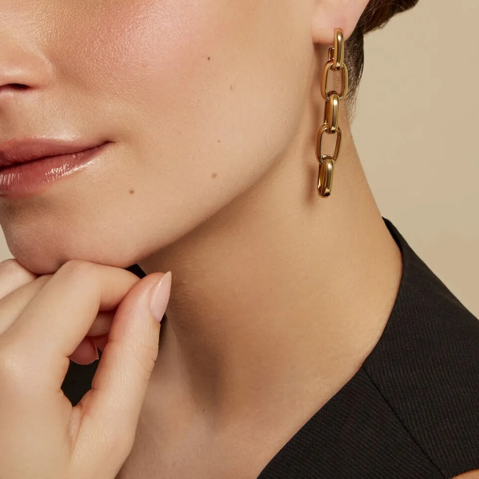 Boucles D'oreilles Pendantes Auray Acier Jaune