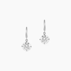 Boucles D'oreilles Pendantes Or Blanc Aedhan Oxydes
