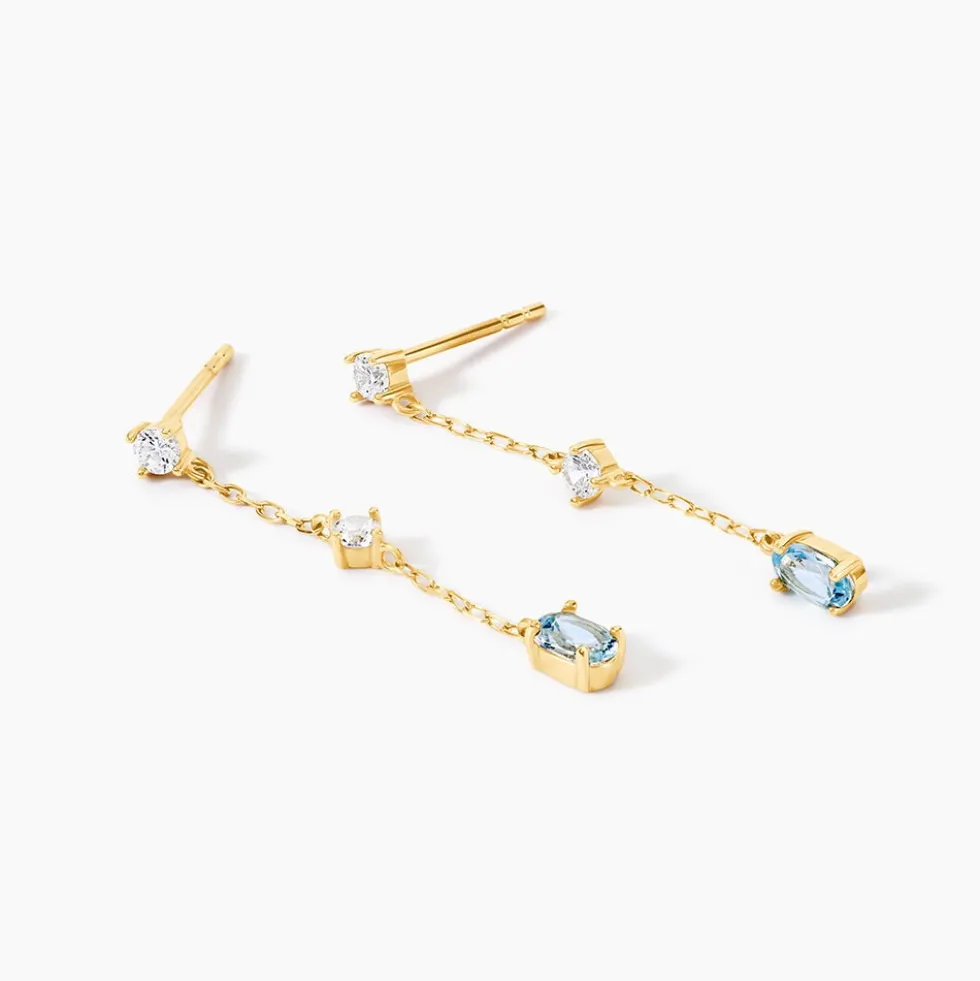 Boucles D'Oreilles Pendantes Thurayya Or Jaune Topaze Oxyde De Zirconium