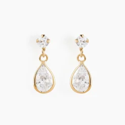 Boucles D'oreilles Pendantes Lika Or Jaune Oxyde De Zirconium