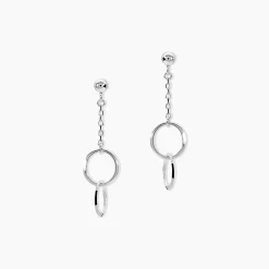 Boucles D'oreilles Pendantes Coline Argent Blanc