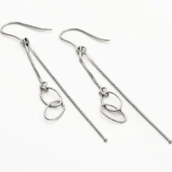 Boucles D'oreilles Pendantes Sybille Argent Blanc