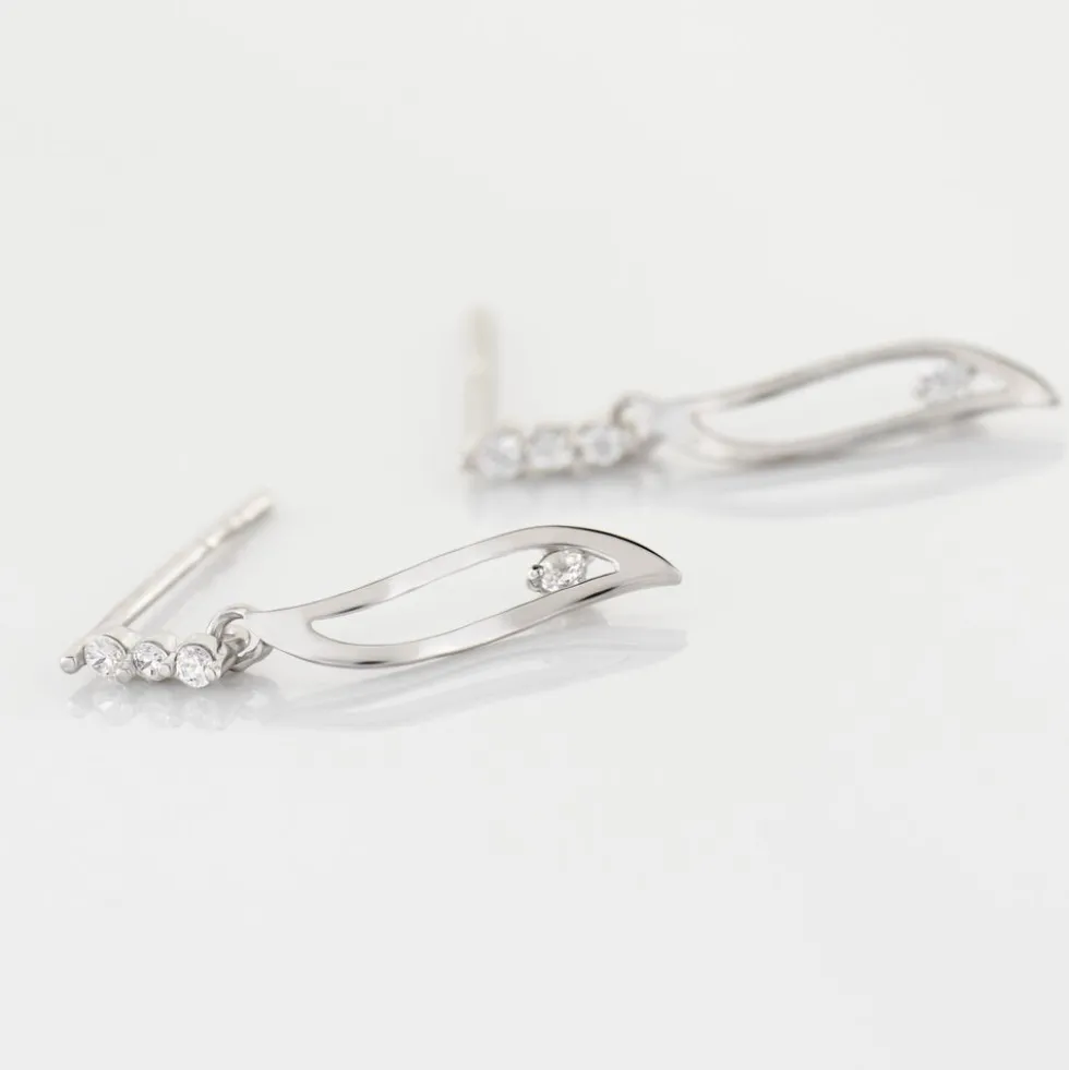 Boucles D'oreilles Pendantes Ysanna Or Blanc Oxyde De Zirconium
