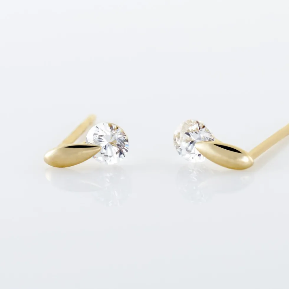 Boucles D'oreilles Pendantes Clementa Or Jaune Oxyde De Zirconium