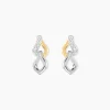 Boucles D'Oreilles Pendantes Or Jaune Argent Blanc Oxyde De Zirconium