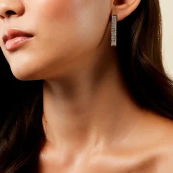 Boucles D'Oreilles Pendantes Serenna Argent Blanc Oxyde De Zirconium