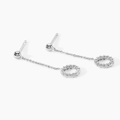 Boucles D'oreilles Pendantes Peytone Argent Blanc
