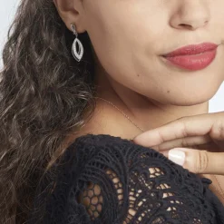 Boucles D'oreilles Pendantes Liv Argent Blanc Oxyde De Zirconium
