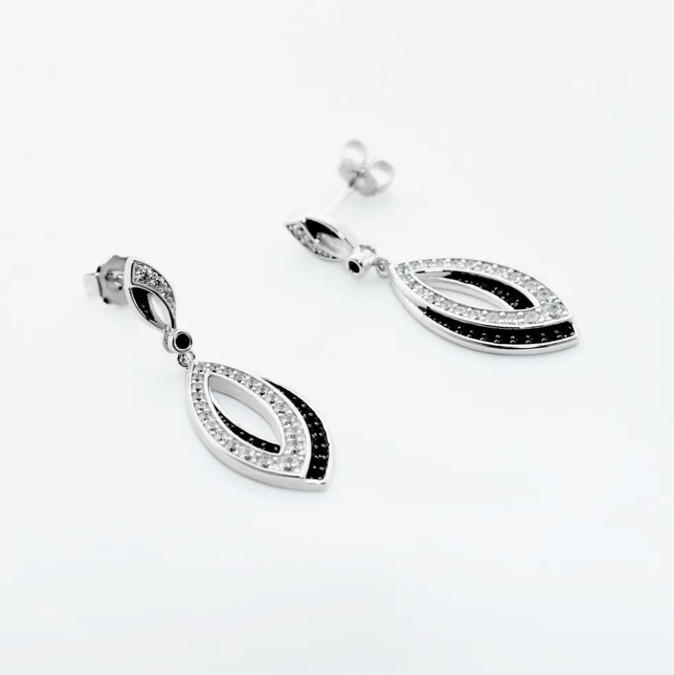 Boucles D'oreilles Pendantes Liv Argent Blanc Oxyde De Zirconium