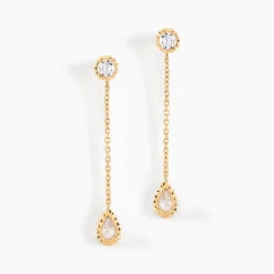 Boucles D'oreilles Pendantes Kadidja Or Jaune Oxyde De Zirconium