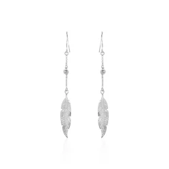 Boucles D'oreilles Pendantes Aliza Argent Blanc