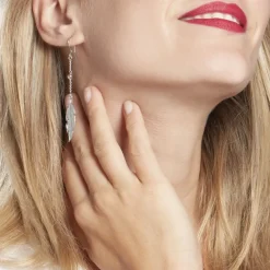 Boucles D'oreilles Pendantes Aliza Argent Blanc