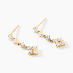Boucles D'oreilles Pendantes Majestueuse Or Jaune Oxyde De Zirconium