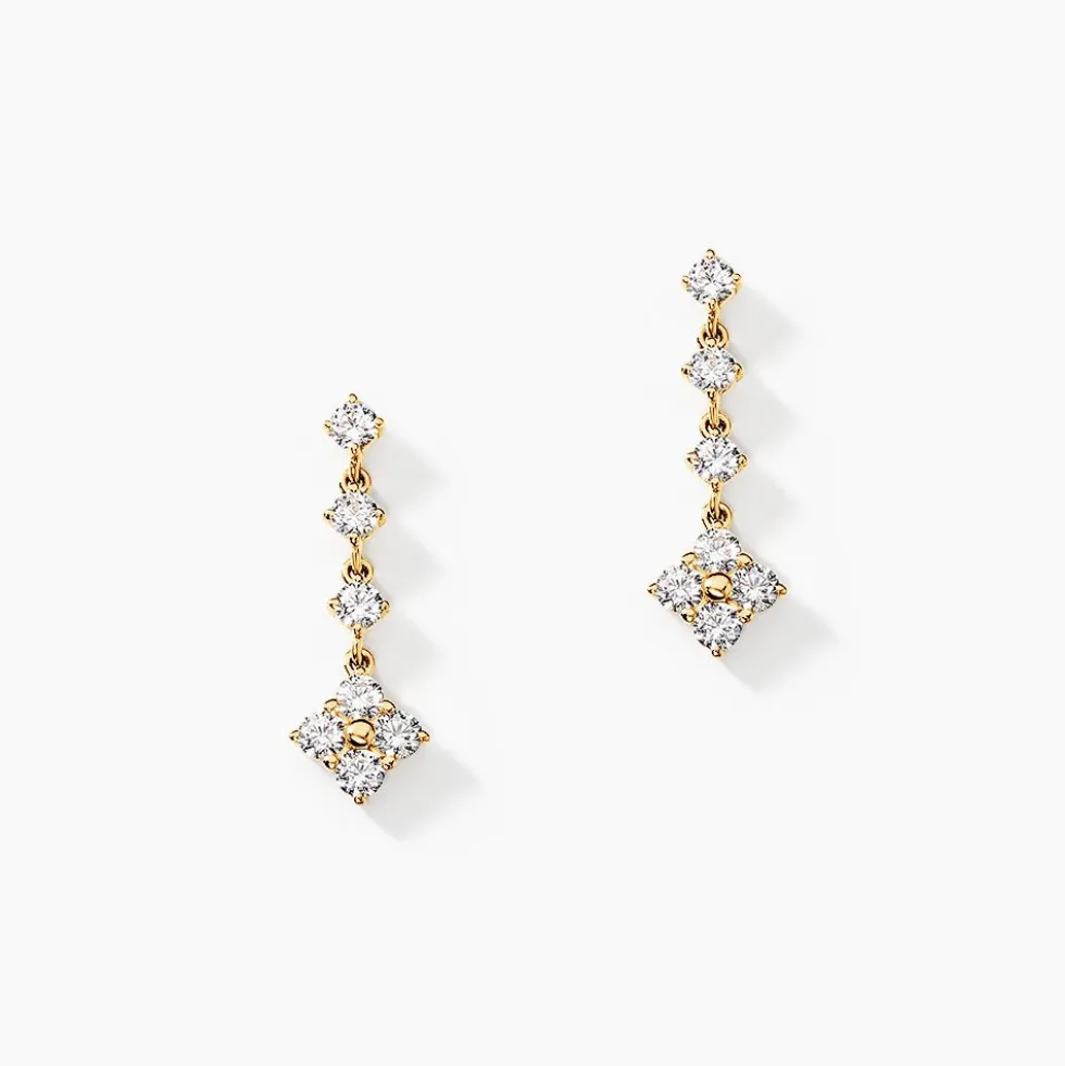Boucles D'oreilles Pendantes Majestueuse Or Jaune Oxyde De Zirconium