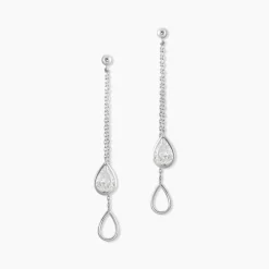 Boucles D'oreilles Pendantes Emerika Or Blanc Oxyde De Zirconium