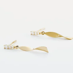 Boucles D'oreilles Pendantes Kristina Or Jaune Oxyde De Zirconium