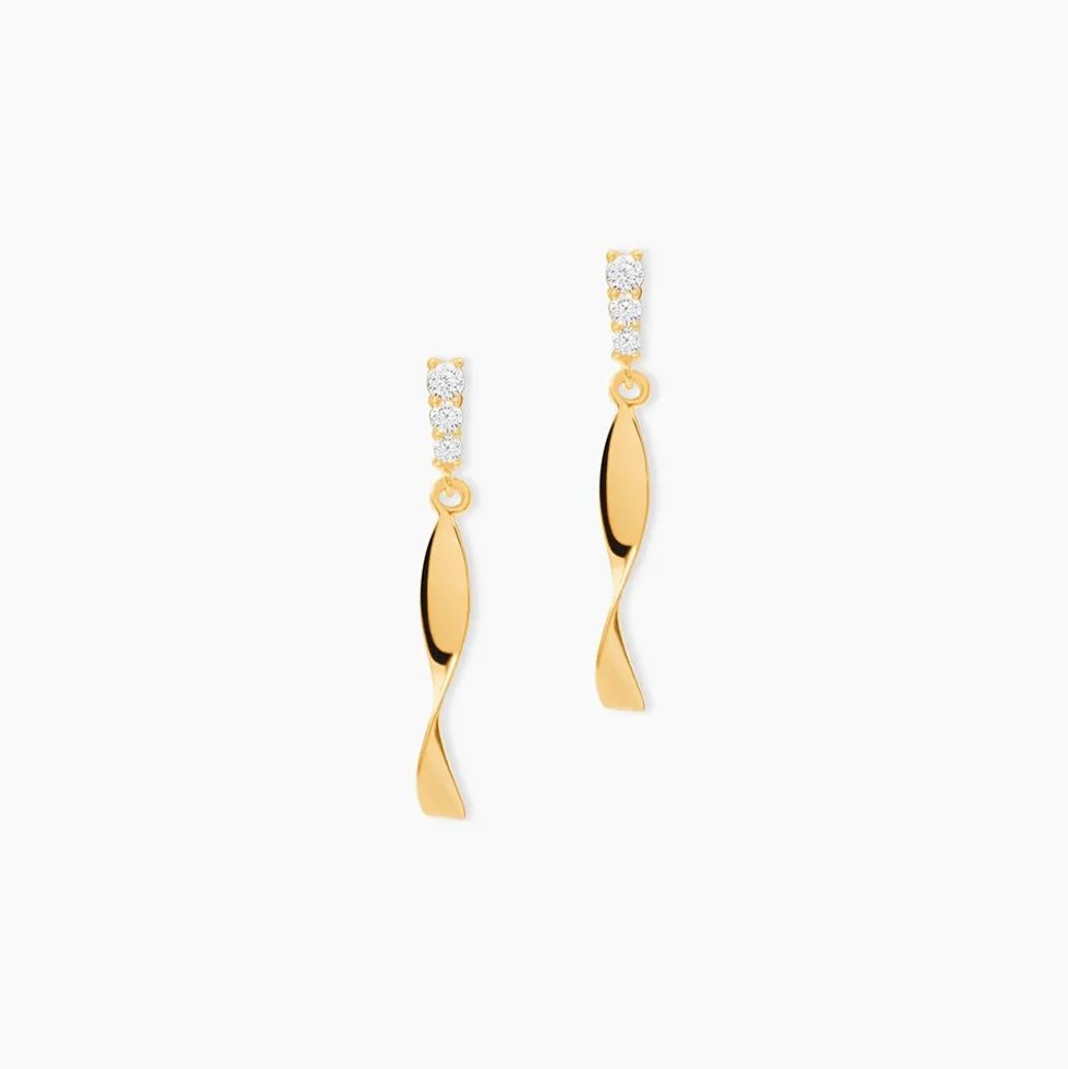 Boucles D'oreilles Pendantes Kristina Or Jaune Oxyde De Zirconium