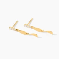 Boucles D'oreilles Pendantes Kristina Or Jaune Oxyde De Zirconium